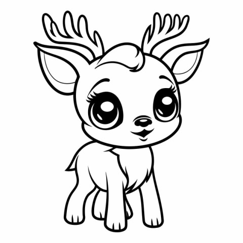 Cute cartoon deer. Coloring book for children