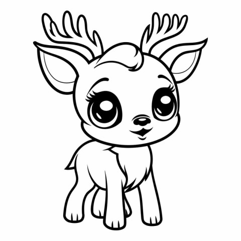 Cute cartoon deer. Coloring book for children