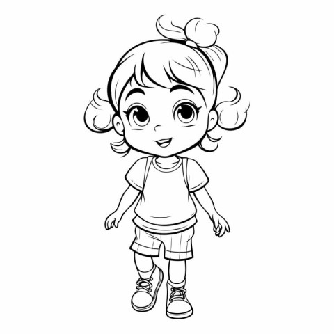 Cute cartoon girl of a little girl on a white background.