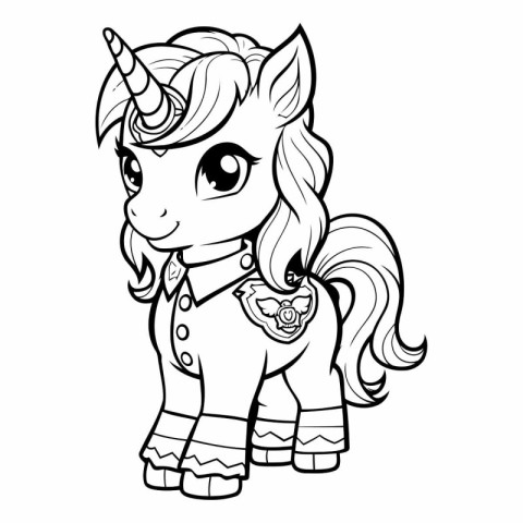 Unicorn - black and white vector illustration for coloring book.