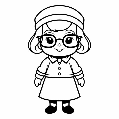 Coloring book for children: girl in glasses.