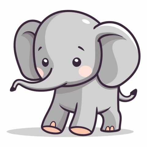 Cute cartoon elephant isolated on a white background.