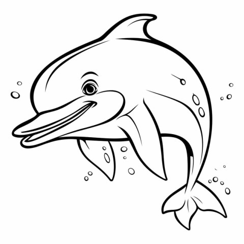 Coloring Page Outline of a dolphin.