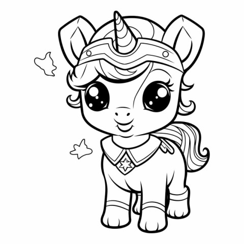 Coloring Page Outline Of Cartoon Unicorn.