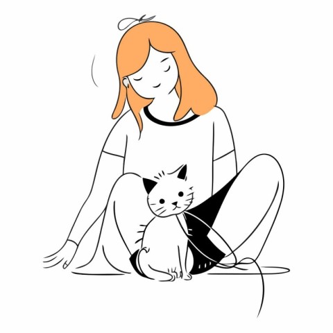 Girl with a cat of a girl with a cat.