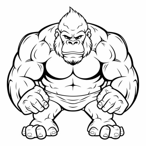 Gorilla Muscles Mascot ready for vinyl cutting.