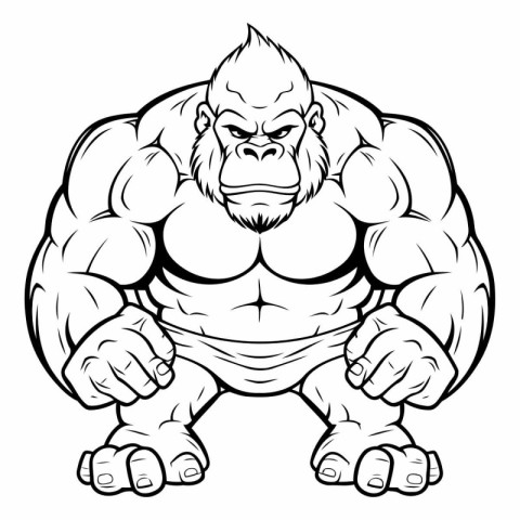 Gorilla Muscles Mascot ready for vinyl cutting.