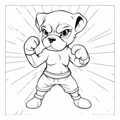 illustration of a bulldog boxer in boxing gloves on a white back