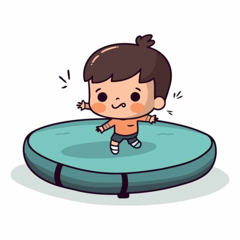 Cute boy jumping on a trampoline.