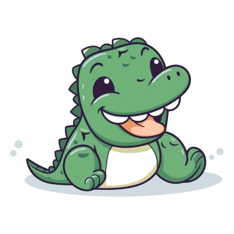 Cute cartoon crocodile isolated on white background.