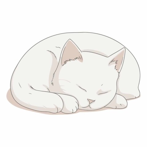 Sleeping cat on a white background in cartoon style.