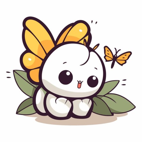 Cute Butterfly Cartoon Mascot Character.