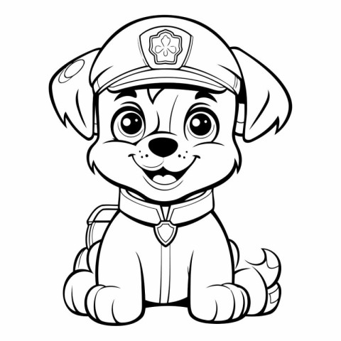 Black and White Cartoon Illustration of Cute Puppy Dog Animal Ch