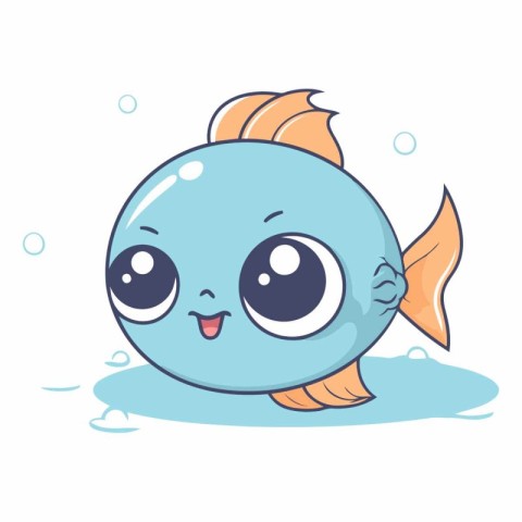 Cute cartoon fish isolated on a white background.