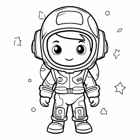 Coloring book for children: astronaut in space suit.