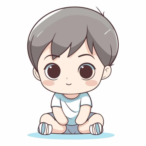 cute little boy sitting on the floor design.