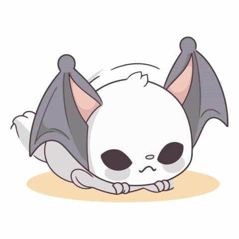 Illustration of a Cute Cartoon Bat Sleeping on the Floor.