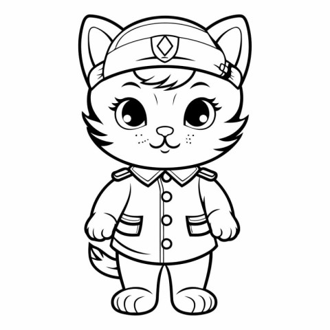 Coloring book for children: Cute cartoon cat in a pilot's cap