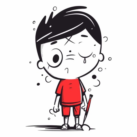 Illustration of a boy who has a toothache. Vector.