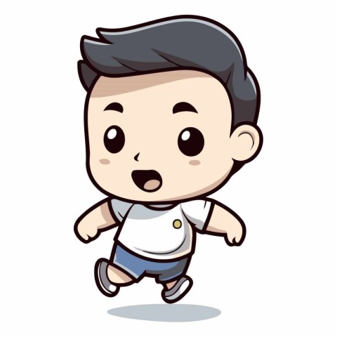 Boy running - Cute Cartoon Character Vector IllustrationÃ¯Â»