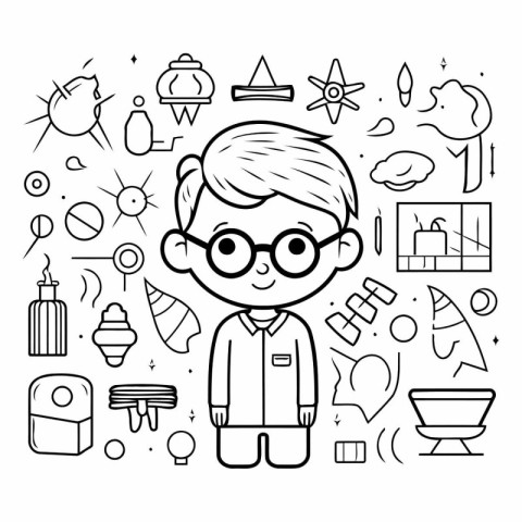 Cute cartoon boy with glasses for your design.