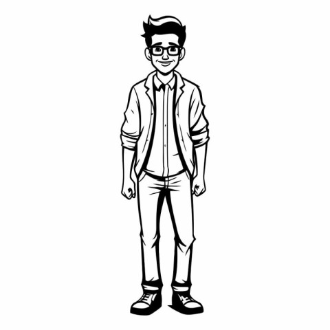 young man standing cartoon vector illustration graphic design in