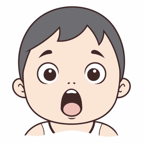 Cute baby boy with surprised face expression vector illustration