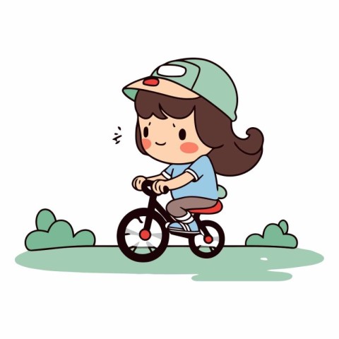 Cute girl riding a bicycle in the park.