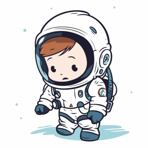 Cute little boy in astronaut suit of a cartoon astronaut.