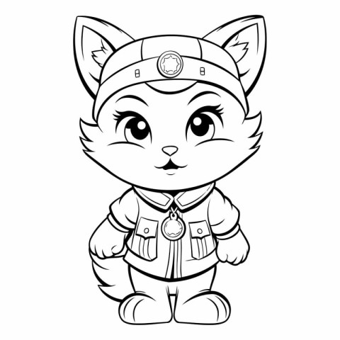 Coloring Page Outline Of Cute Cartoon Fox Army Animal Character