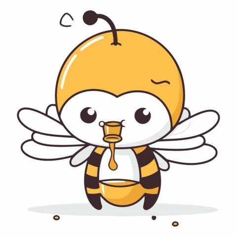 Cute Bee Cartoon Vector Illustration. Cute Honeybee Character