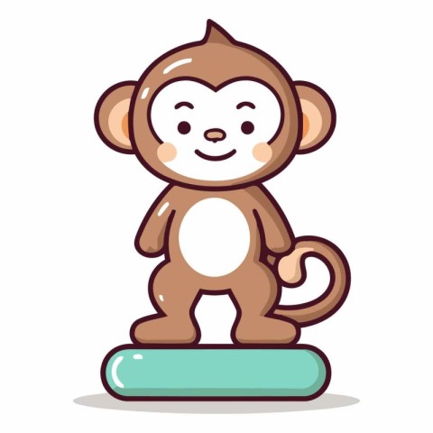 Cute cartoon monkey isolated on white background. Vector clip ar