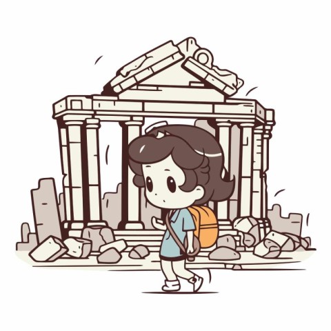 ruins. acropolis. ancient. building. architecture. cartoon. illu