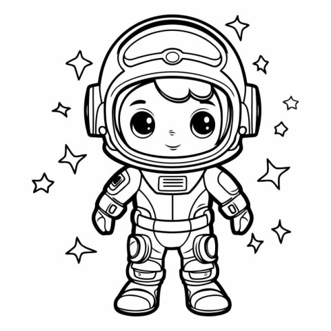 Coloring book for children: astronaut in space suit.