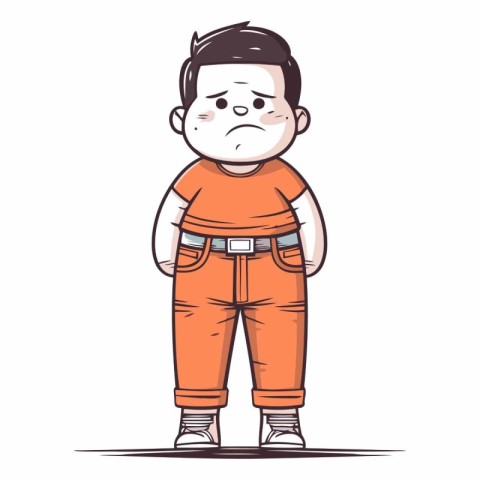 Fat man cartoon character of a fat man in orange clothes.