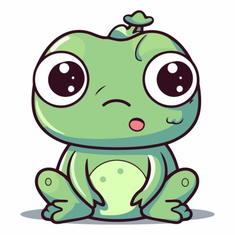 Cute frog character cartoon vector illustration. Cute green frog