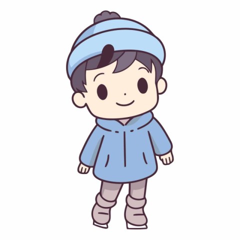 Illustration of a Cute Kid Boy Wearing Winter Clothes