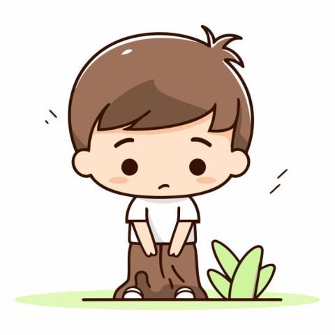 Boy standing in stump - Cute little boy cartoon character vector