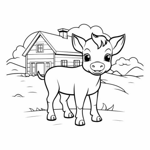 Coloring book for children: Farm animals. Coloring page.