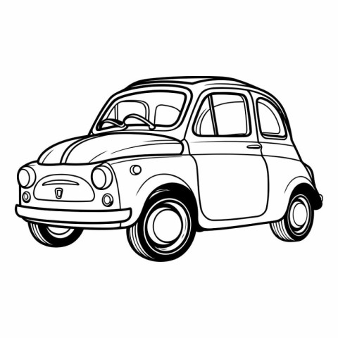 Retro car isolated on white background. Hand drawn vector illust