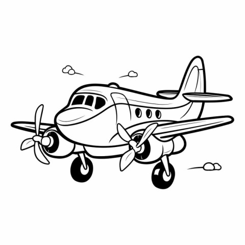 Vector illustration of a small airplane on a white background. C