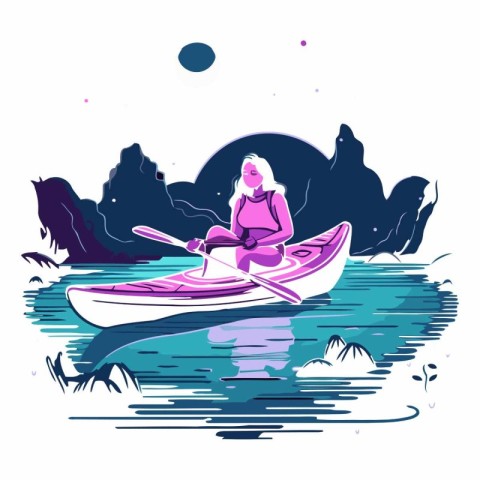 Woman paddling a kayak in the sea.