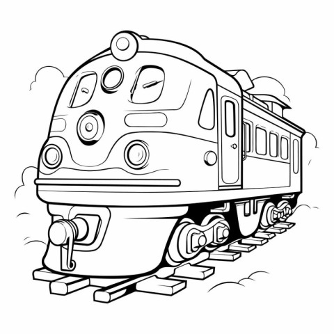 Vector illustration of a steam locomotive. Coloring book for chi