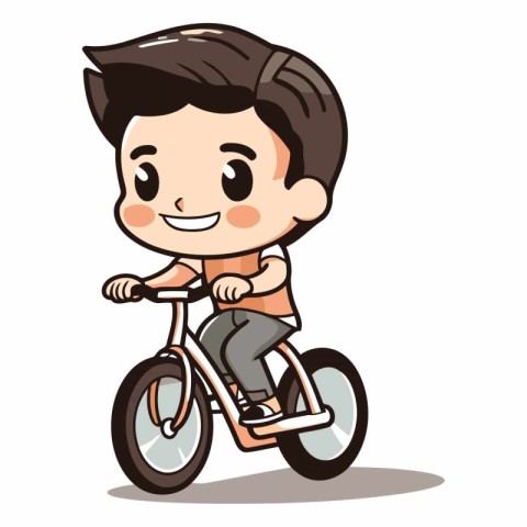 Boy Riding Bike - Colorful Cartoon Vector IllustrationÃ¯Â»Â