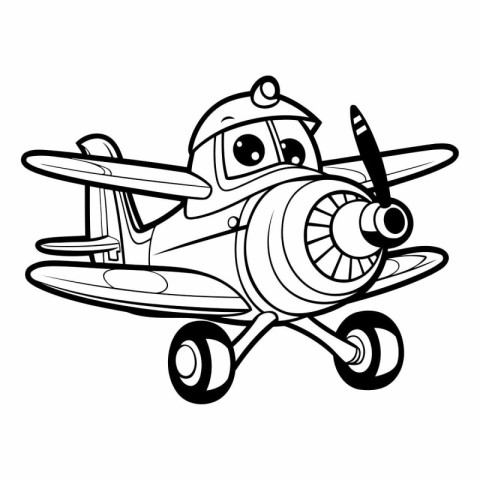 Cartoon airplane. Coloring book for children.