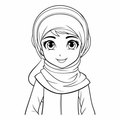 cute arabic girl with hijab cartoon vector illustration graphic