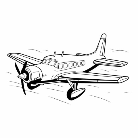 Airplane vector illustration isolated on white background. Hand