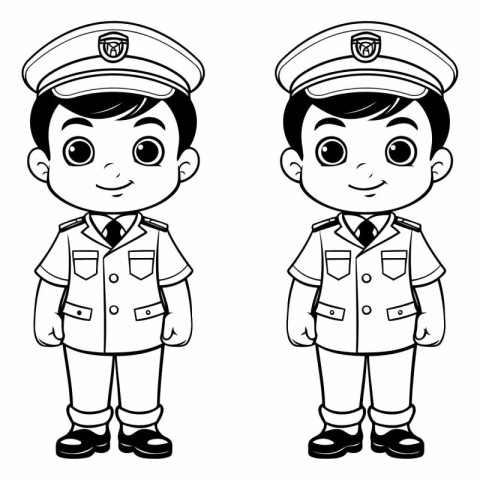 Cute Cartoon Policeman and Policeman Characters for Coloring Boo