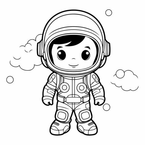 Coloring book for children: astronaut in space suit.