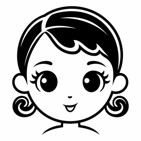 cute little girl face character vector illustration designicon v